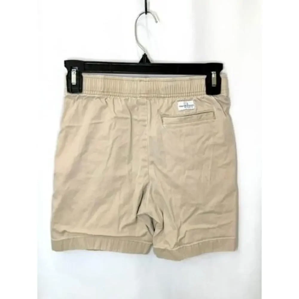 Vineyard Vines Boys Khaki Chino Shorts Size S Beige Elastic Waist Drawstring